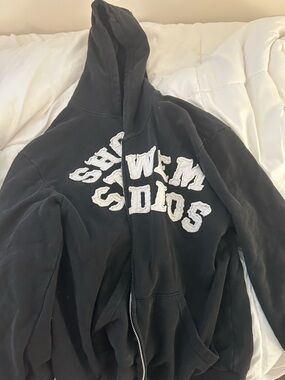 Showtime Collection Black Zip Hoodie with White Appliqué Letters